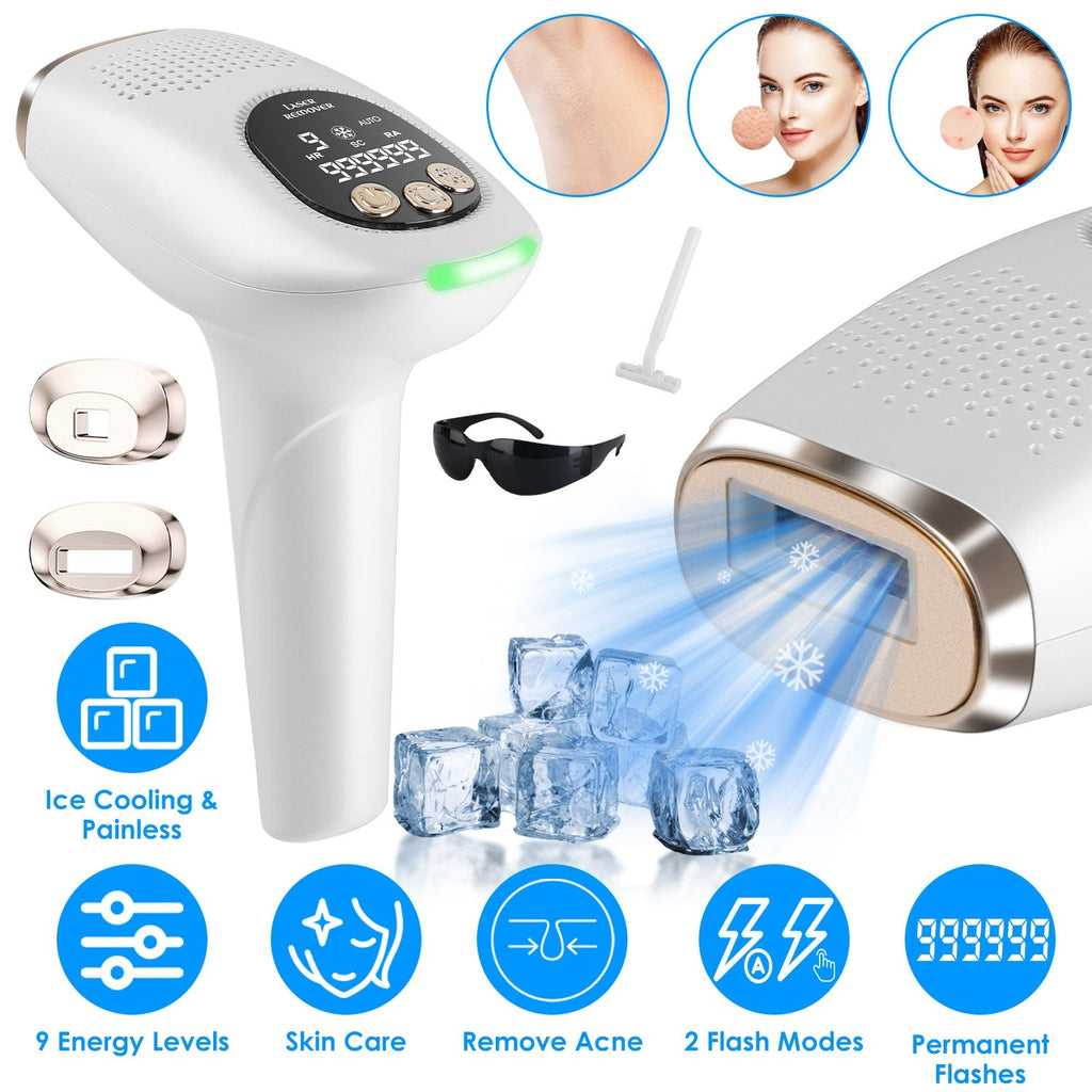 3-in-1 Ice Cooling IPL Hair Removal Device – 999,999 Flashes, Skin Care & Acne Removal