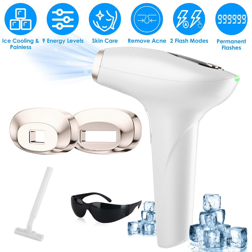 3-in-1 Ice Cooling IPL Hair Removal Device – 999,999 Flashes, Skin Care & Acne Removal