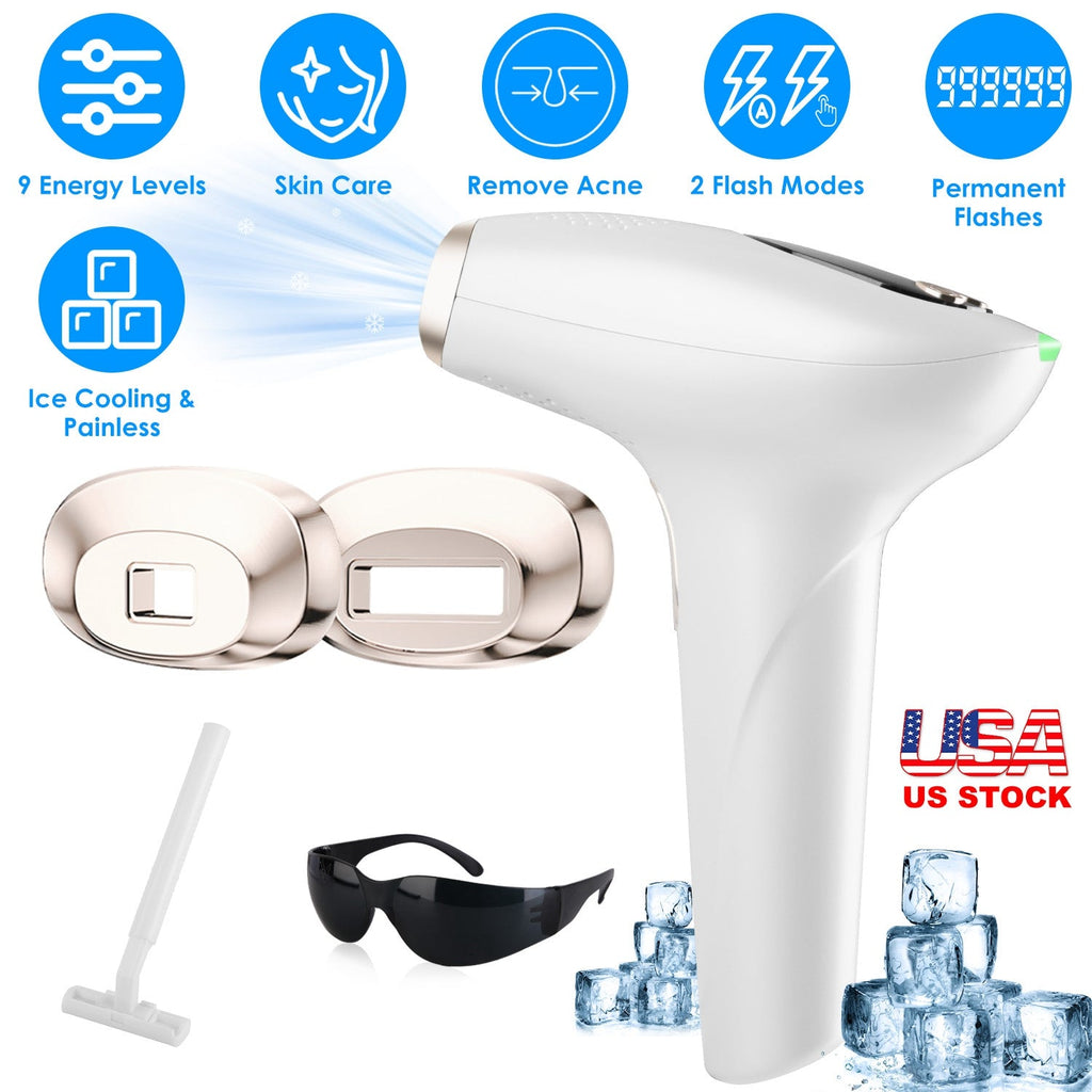 3-in-1 Ice Cooling IPL Hair Removal Device – 999,999 Flashes, Skin Care & Acne Removal