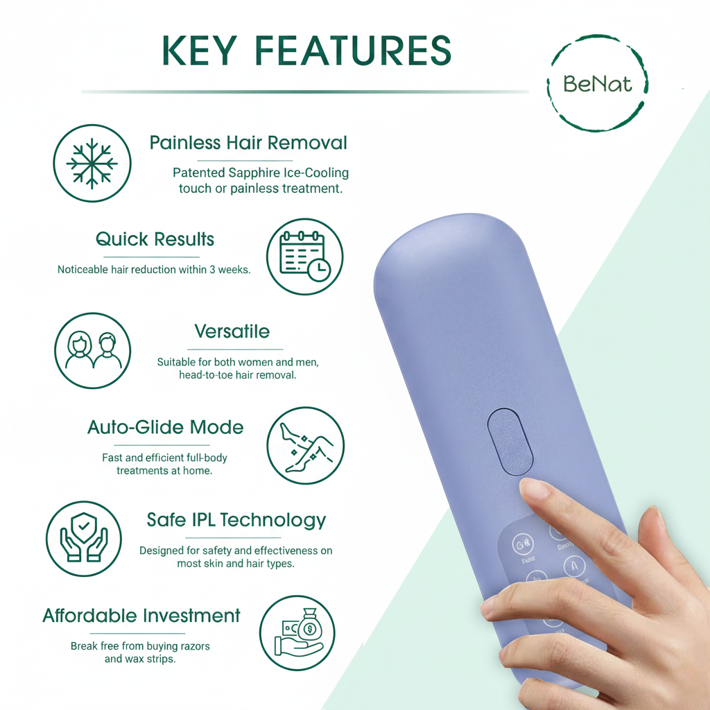 IPL Laser Hair Remover with Air Cooling – Painless, Safe & Effective for All Skin Types