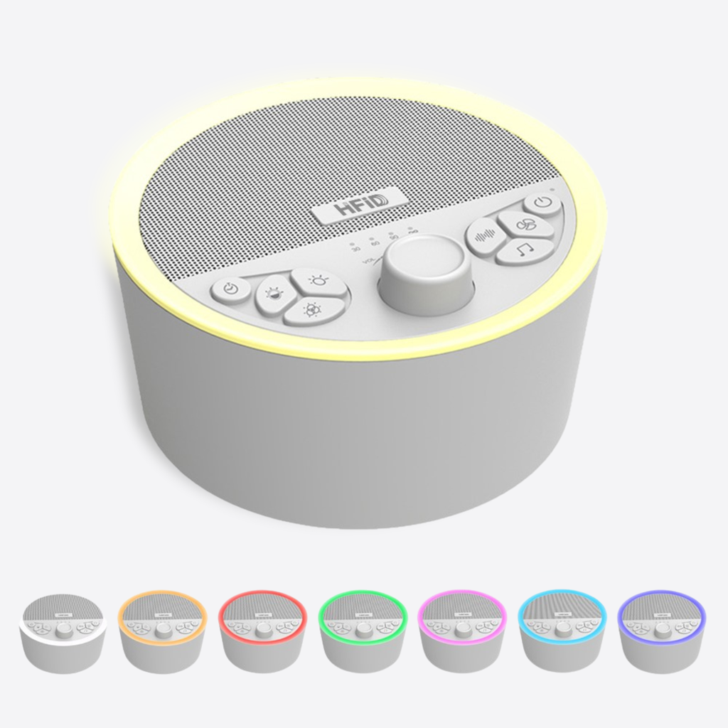 White Noise Sleep Machine with Night Light – 29 Sounds, Rechargeable & Portable